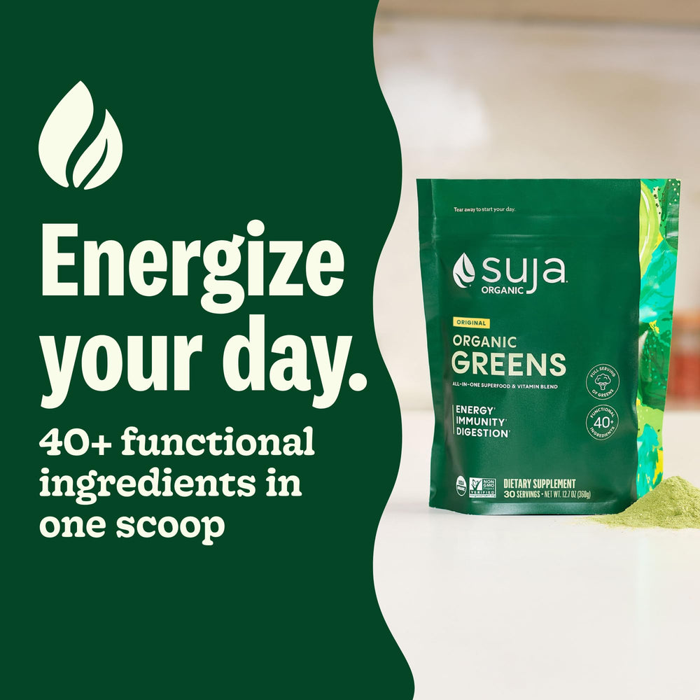 Ingredients featuring kale, broccoli, spinach, spirulina and mushrooms