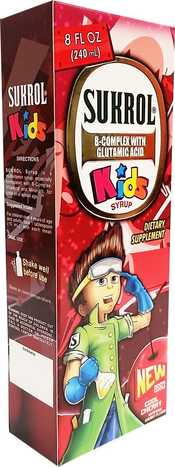 Sukrol Cherry Flavor Dietary Supplement bottle label close-up