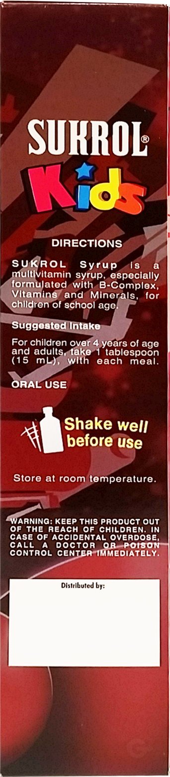 Sukrol Cherry Flavor Dietary Supplement 8.11 oz bottle with packaging