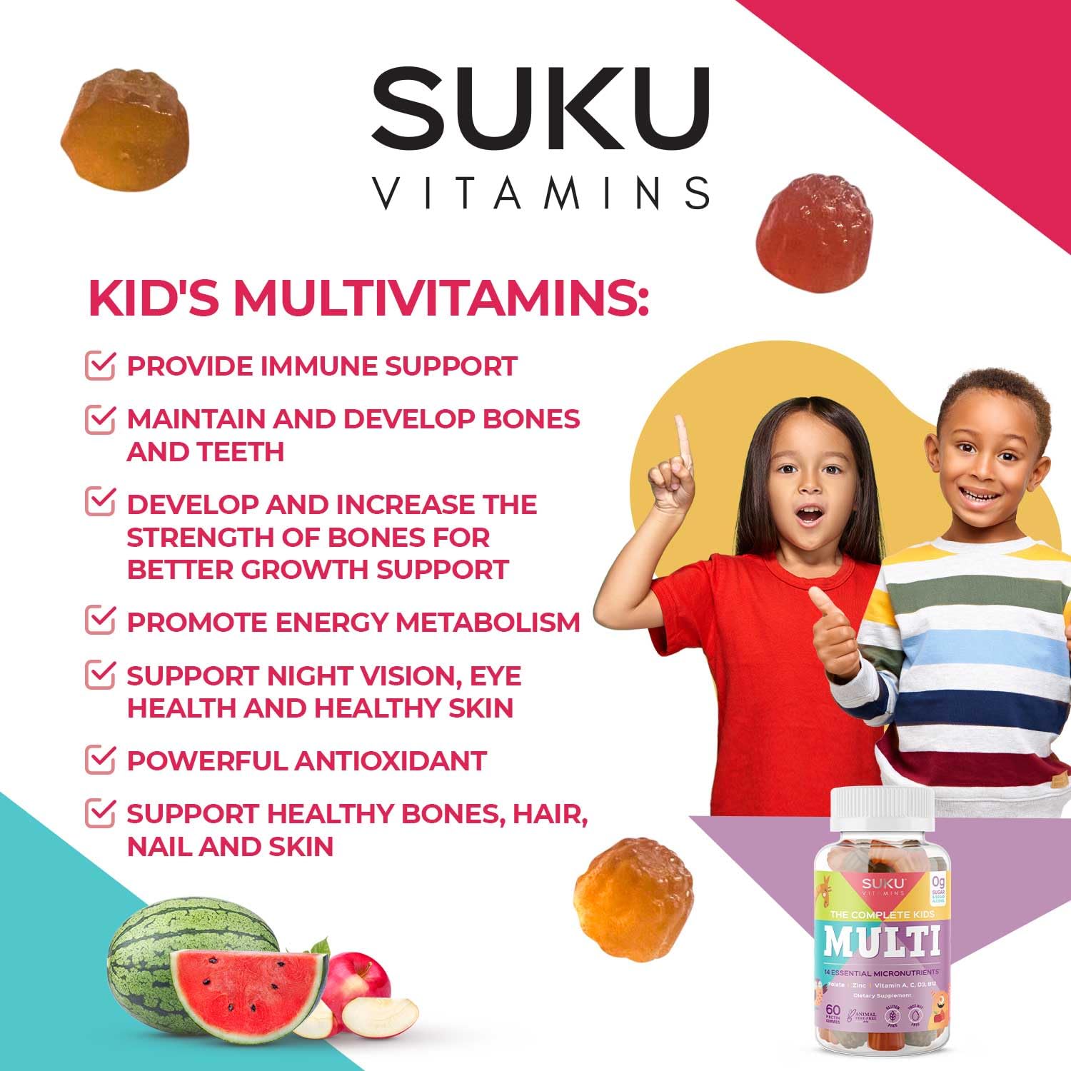 0g sugar label on SUKU gummies packaging