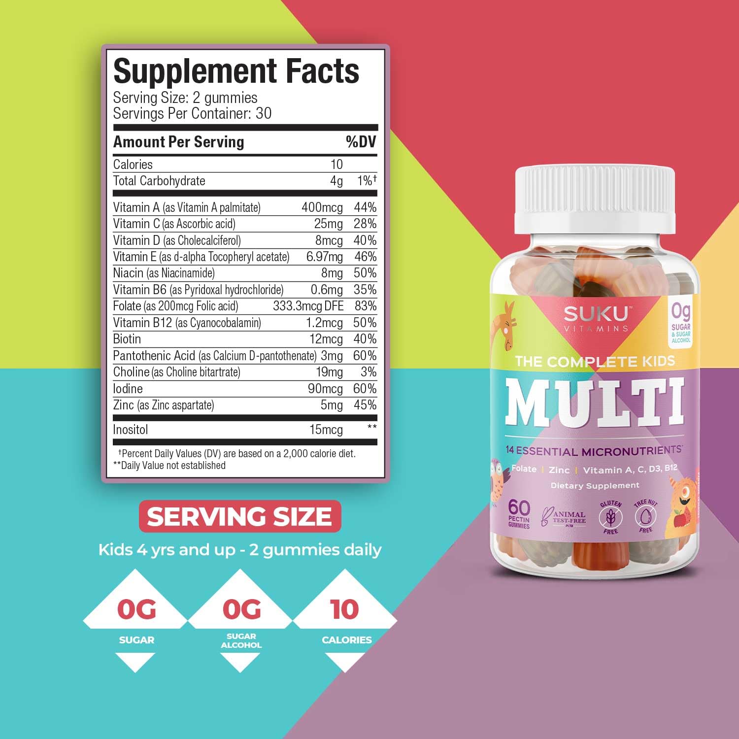 Nutritional ingredients chart on SUKU bottle