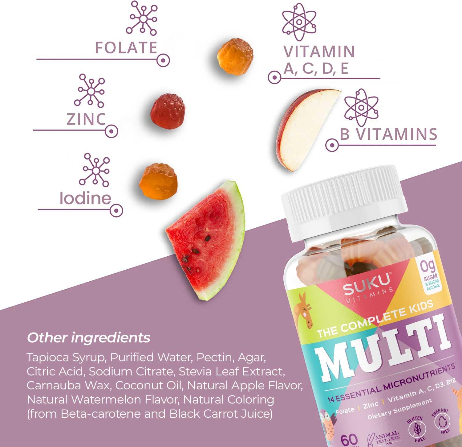 Vegetarian, gluten-free, non-GMO features on packaging