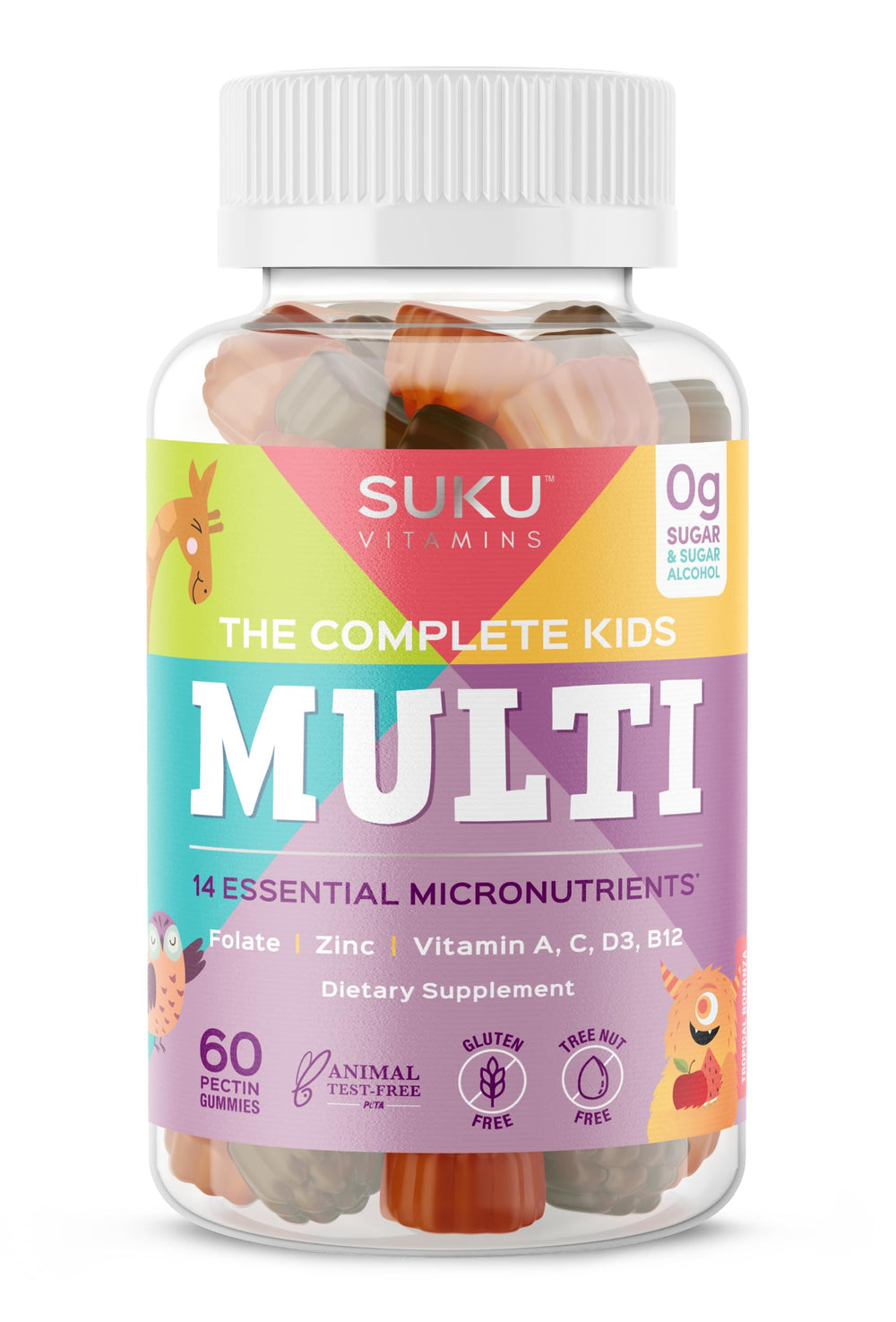 SUKU Kids Multivitamin Gummies Tropical Bonanza bottle, 60-count