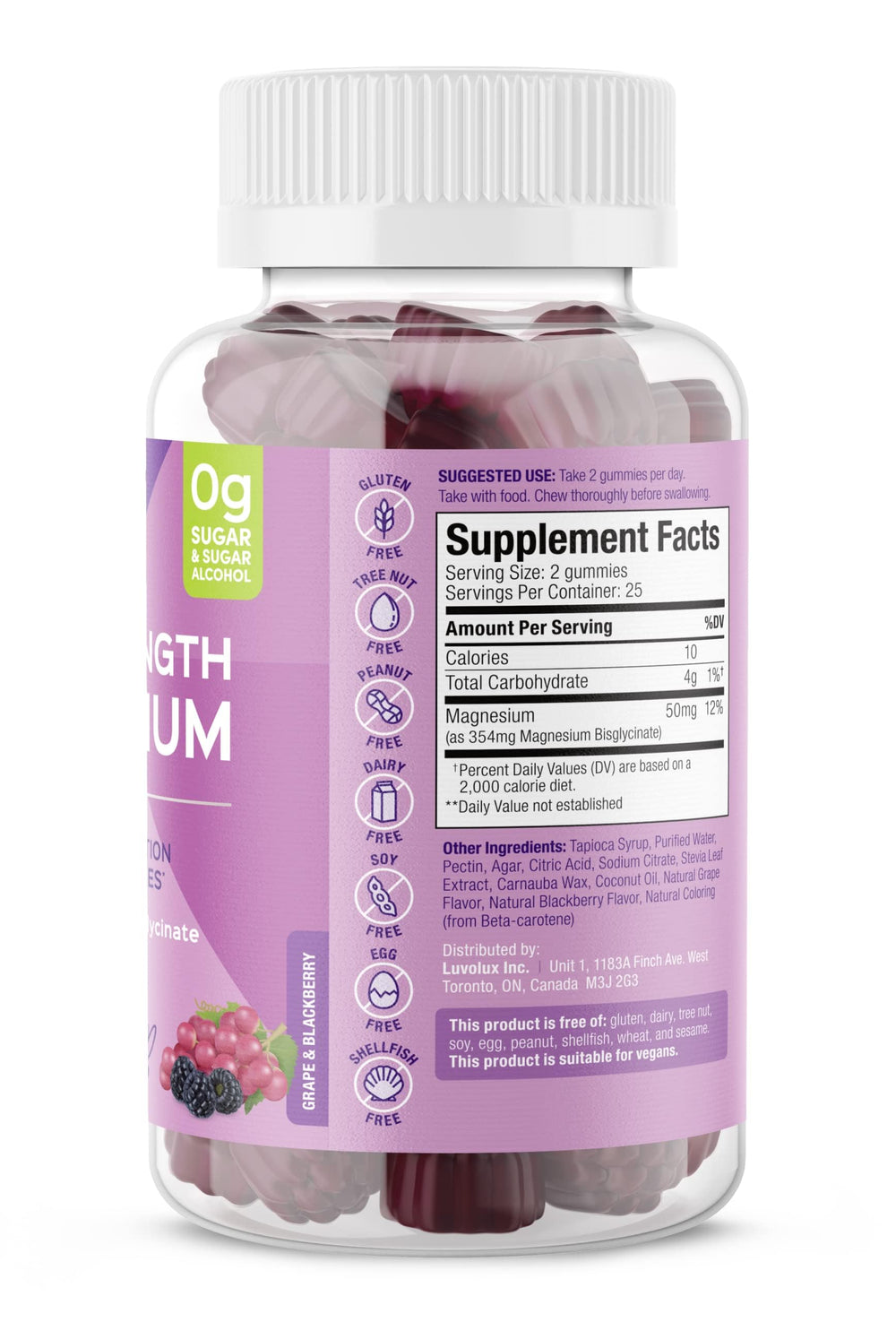 SUKU Magnesium gummies in grape blackberry flavor