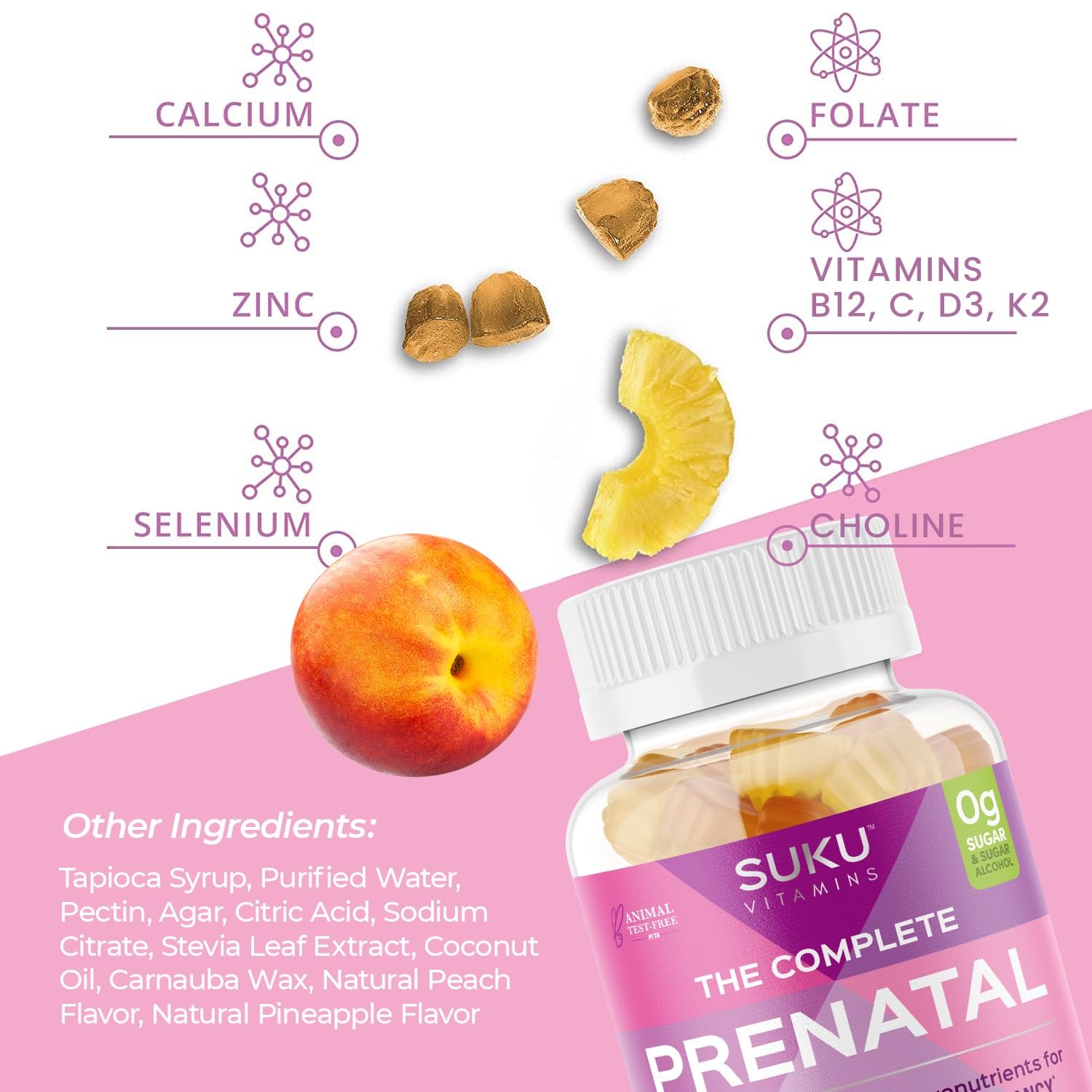 Nutrition highlights for SUKU Prenatal Gummies