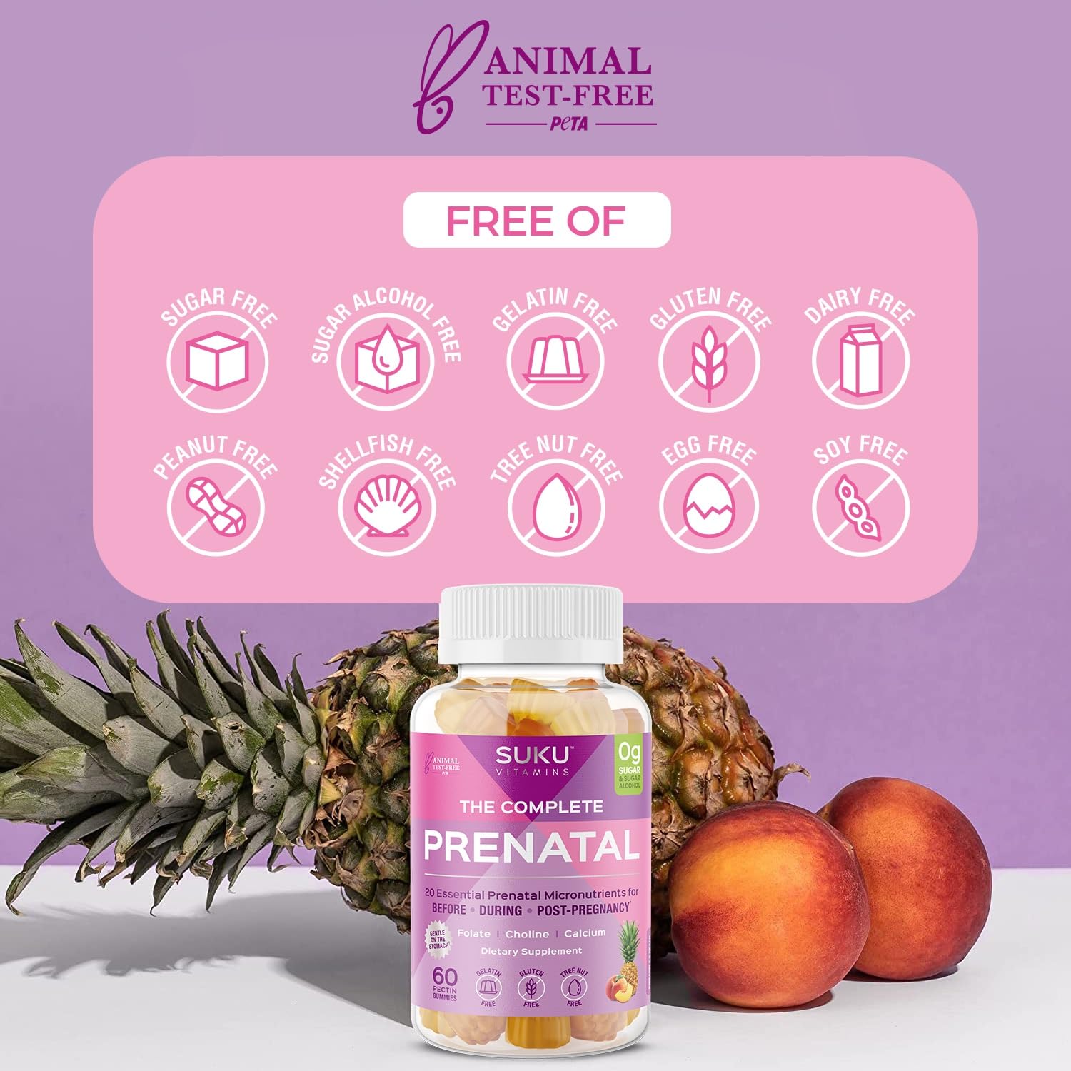 Mom holding SUKU Prenatal bottle in lifestyle shot