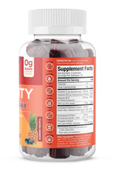 Close-up of immunity gummies featuring elderberry, echinacea and propolis