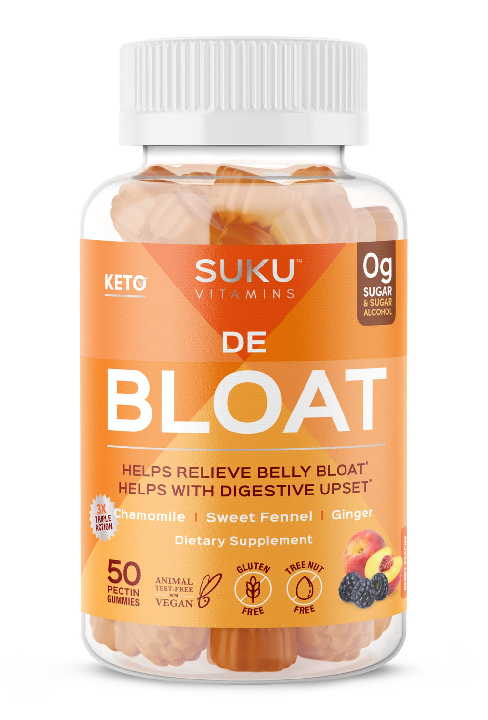SUKU Vitamins Debloat bottle with label on white background