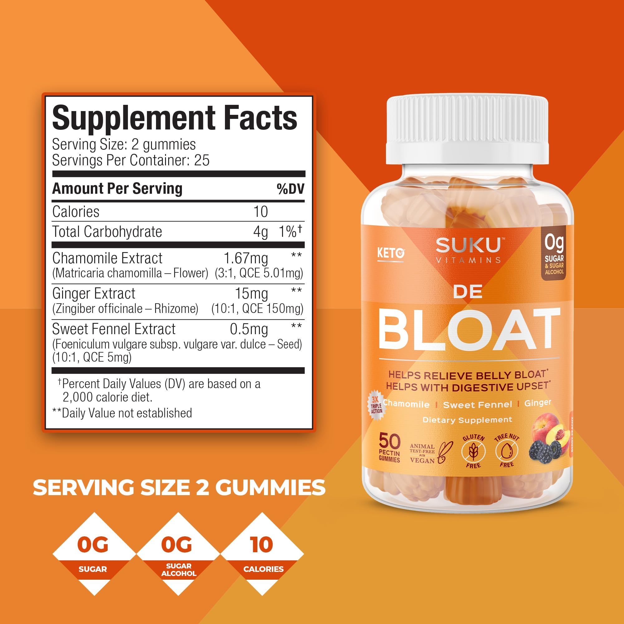 Lifestyle image of Debloat bottle on a kitchen counter