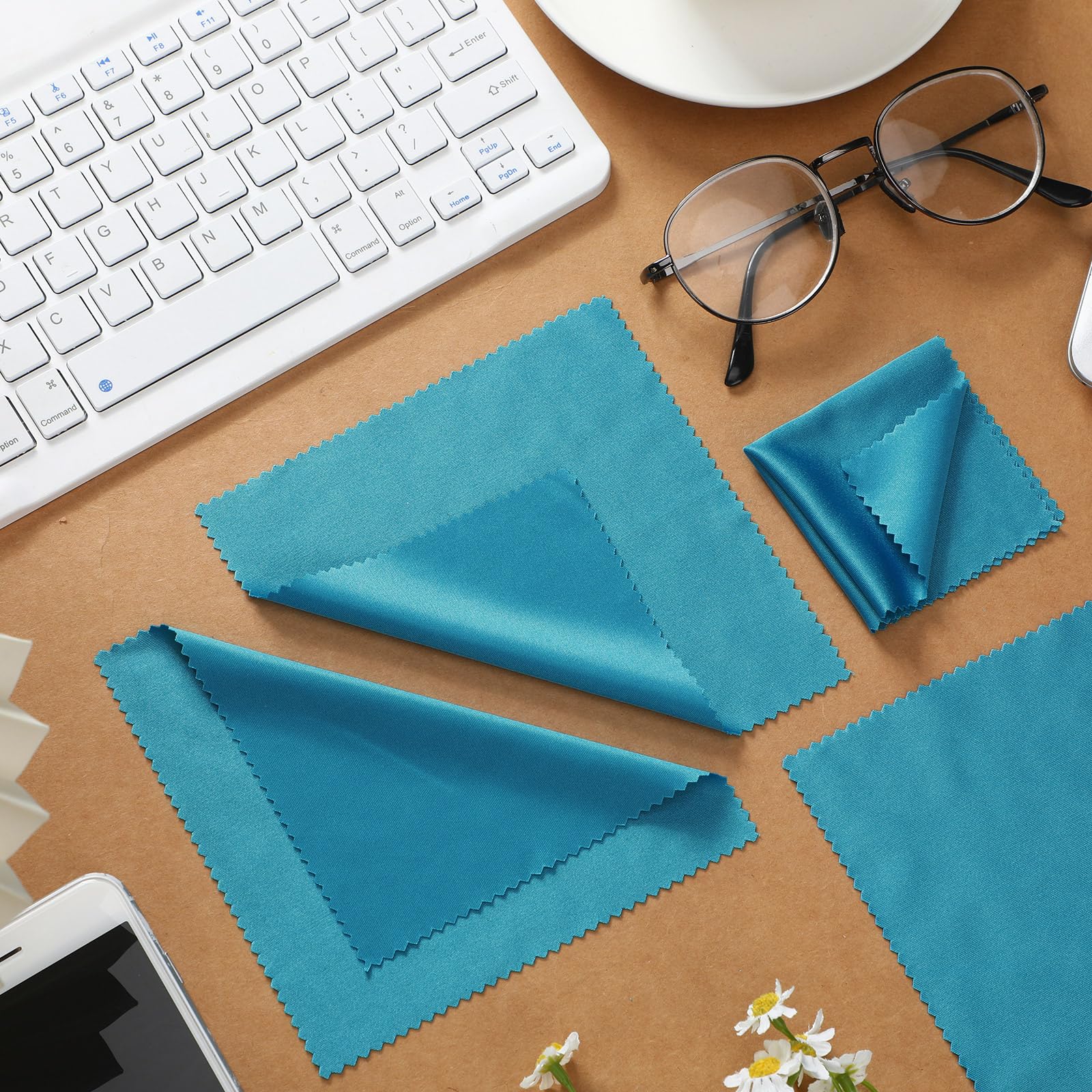 Blue microfiber cleaning cloth for phones and screens