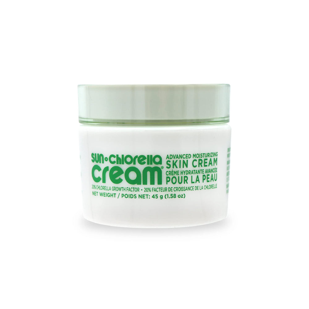 Sun Chlorella Cream Face Moisturizer bottle closeup highlights paraben-free hydration for daily skincare