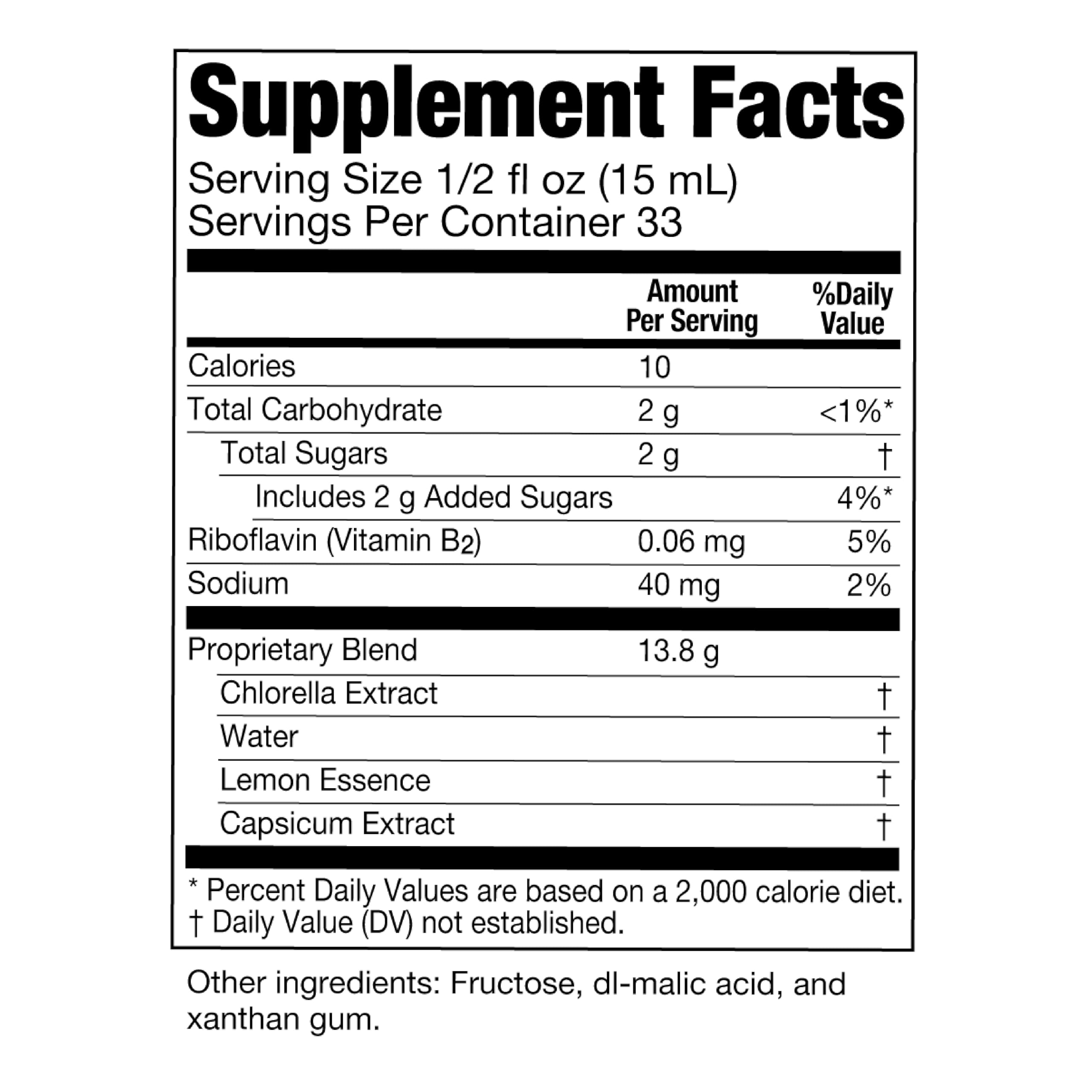 Serving glass of lemon-flavored chlorella drink