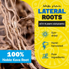 Sun-dried noble kava root powder from lateral roots