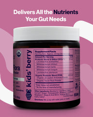 Close-up of Berry-flavored probiotic powder for kids