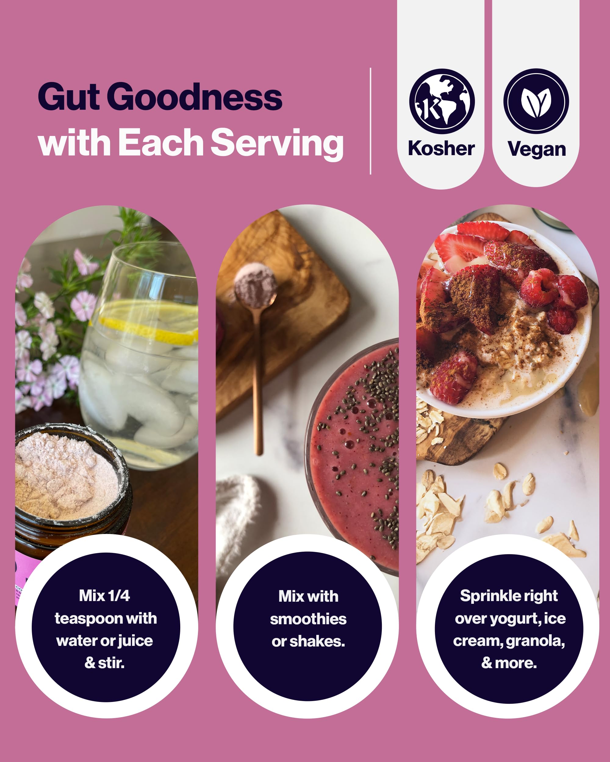 Certified organic, vegan, non-GMO and USA-made probiotic powder