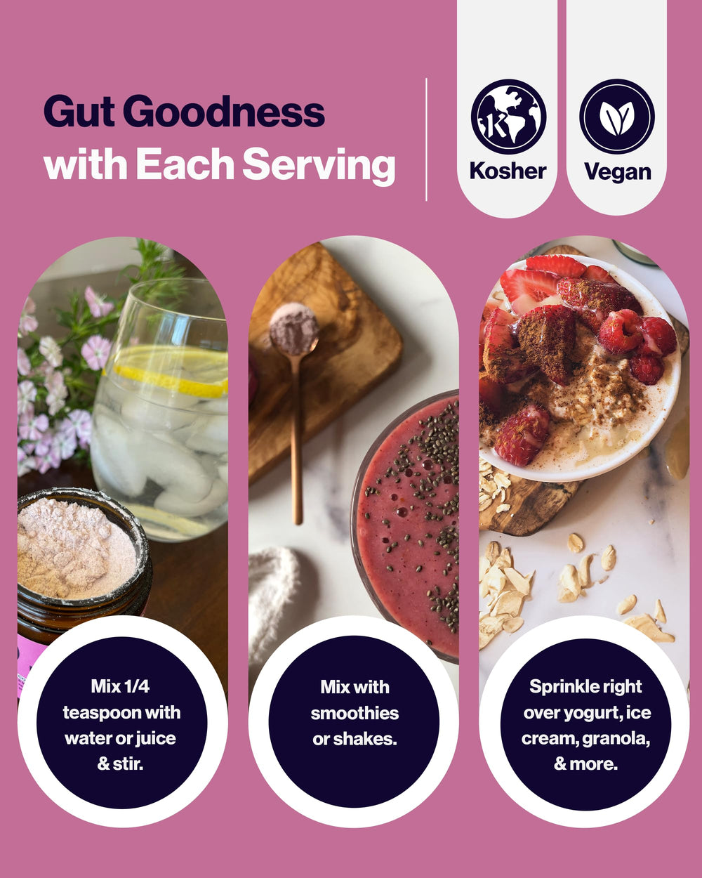 Certified organic, vegan, non-GMO and USA-made probiotic powder
