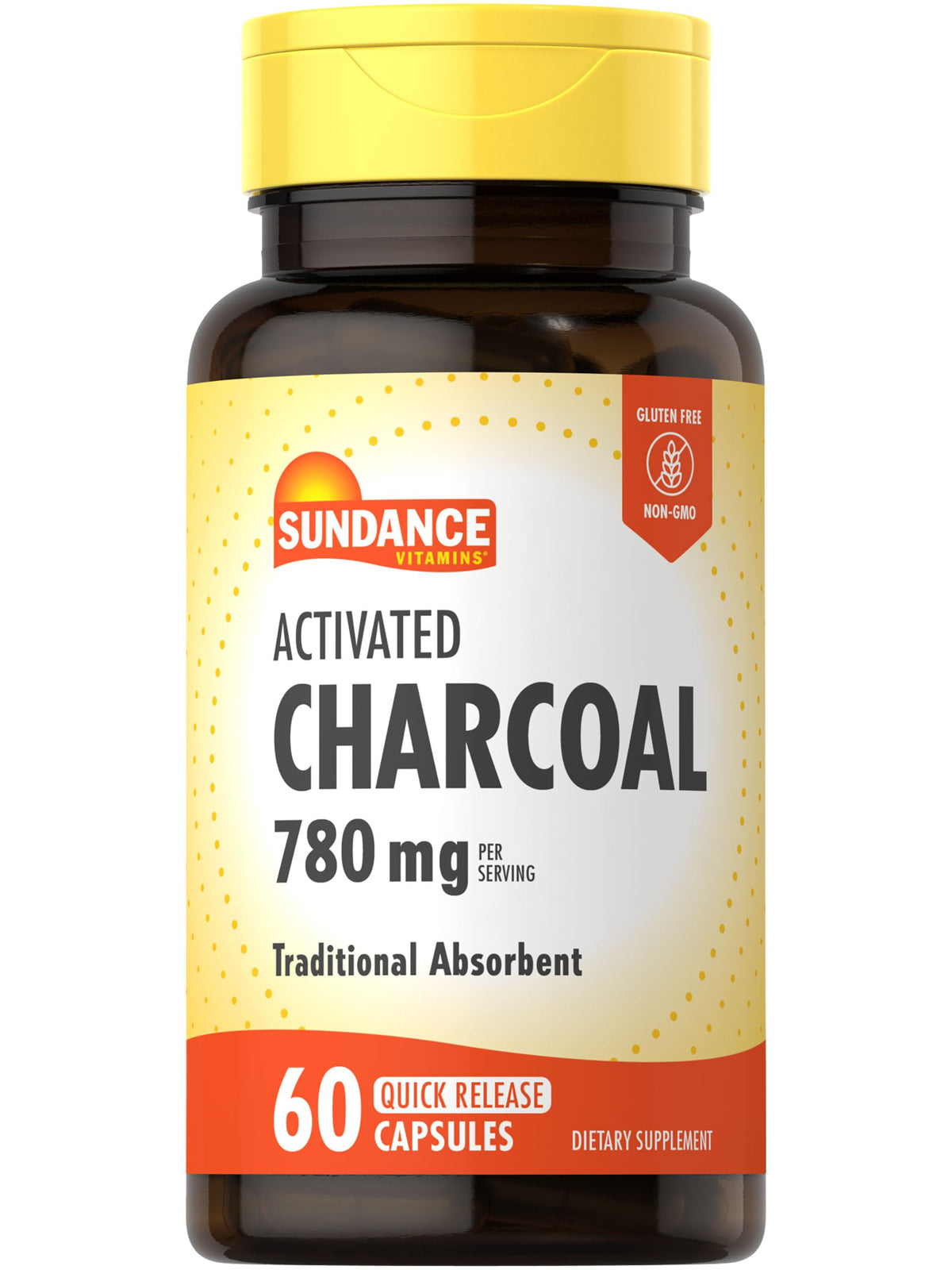 Bottle of Sundance Activated Charcoal 780mg capsules