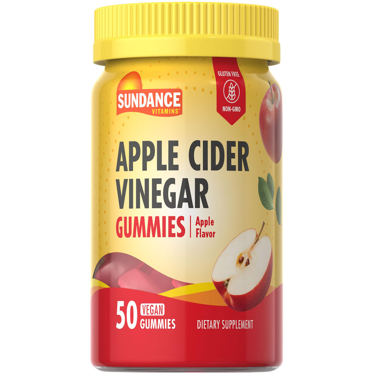 Front view of Sundance Apple Cider Vinegar Gummies bottle in Apple Flavor, 50 Count