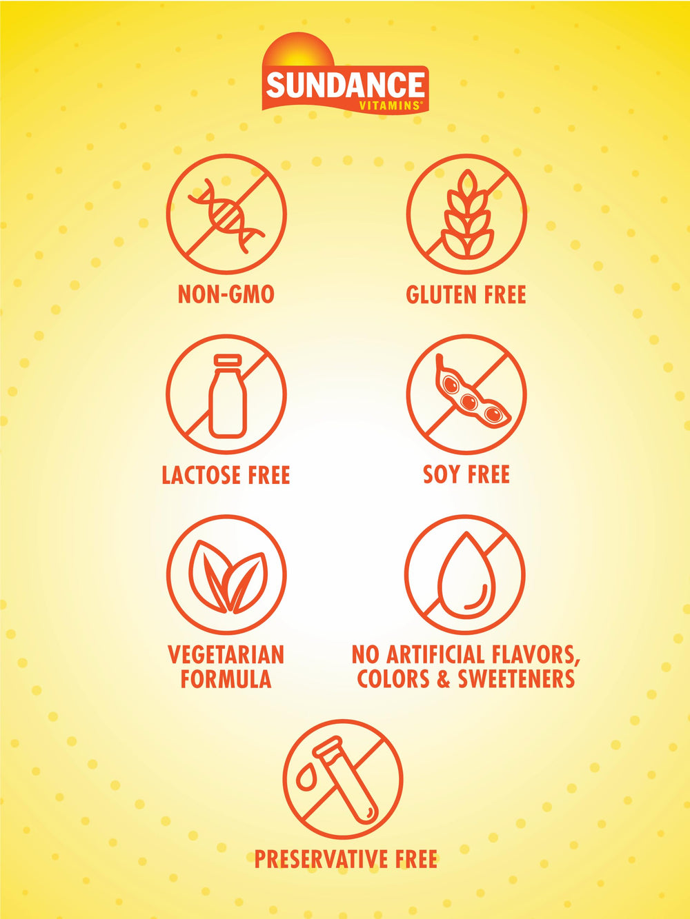 Vegetarian, Non-GMO and Gluten Free badges on packaging