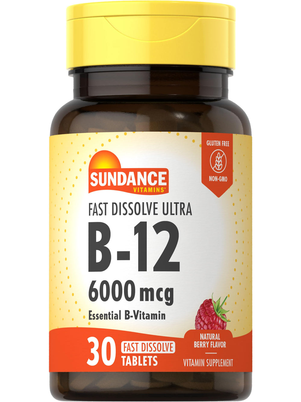 Sundance Vitamin B-12 fast-dissolve tablets, 6000 mcg, berry flavor