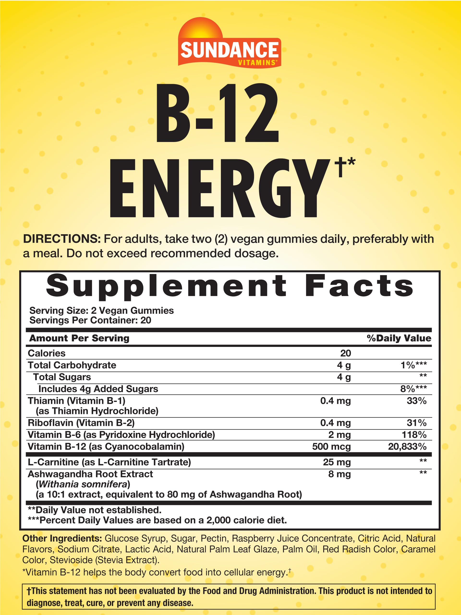 Close-up of Peach Raspberry flavored B-12 energy gummy