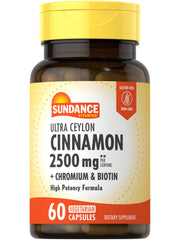 Sundance Ceylon Cinnamon Capsules bottle front 60-count with 2500 mg per serving