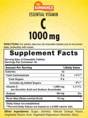 Close-up of Sundance Vitamin C 1000mg orange chewable tablet