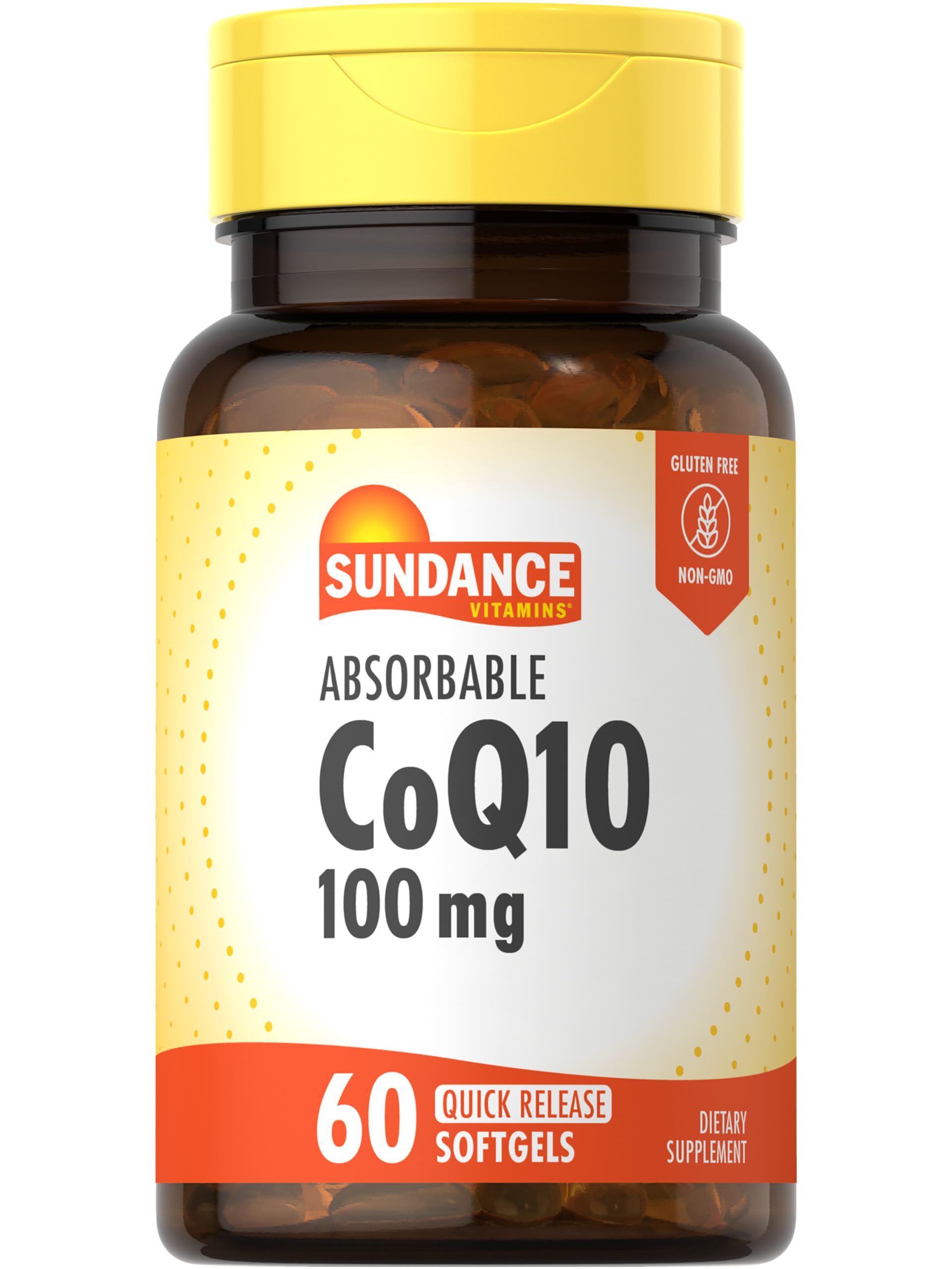 Sundance CoQ10 Softgels bottle label, 100 mg per softgel