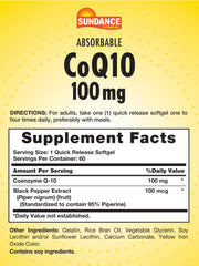 Close-up of Sundance CoQ10 100mg Softgels bottle