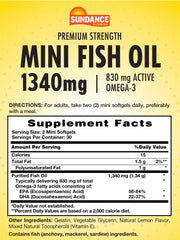 Label showing 830mg Omega-3s per serving (EPA and DHA)