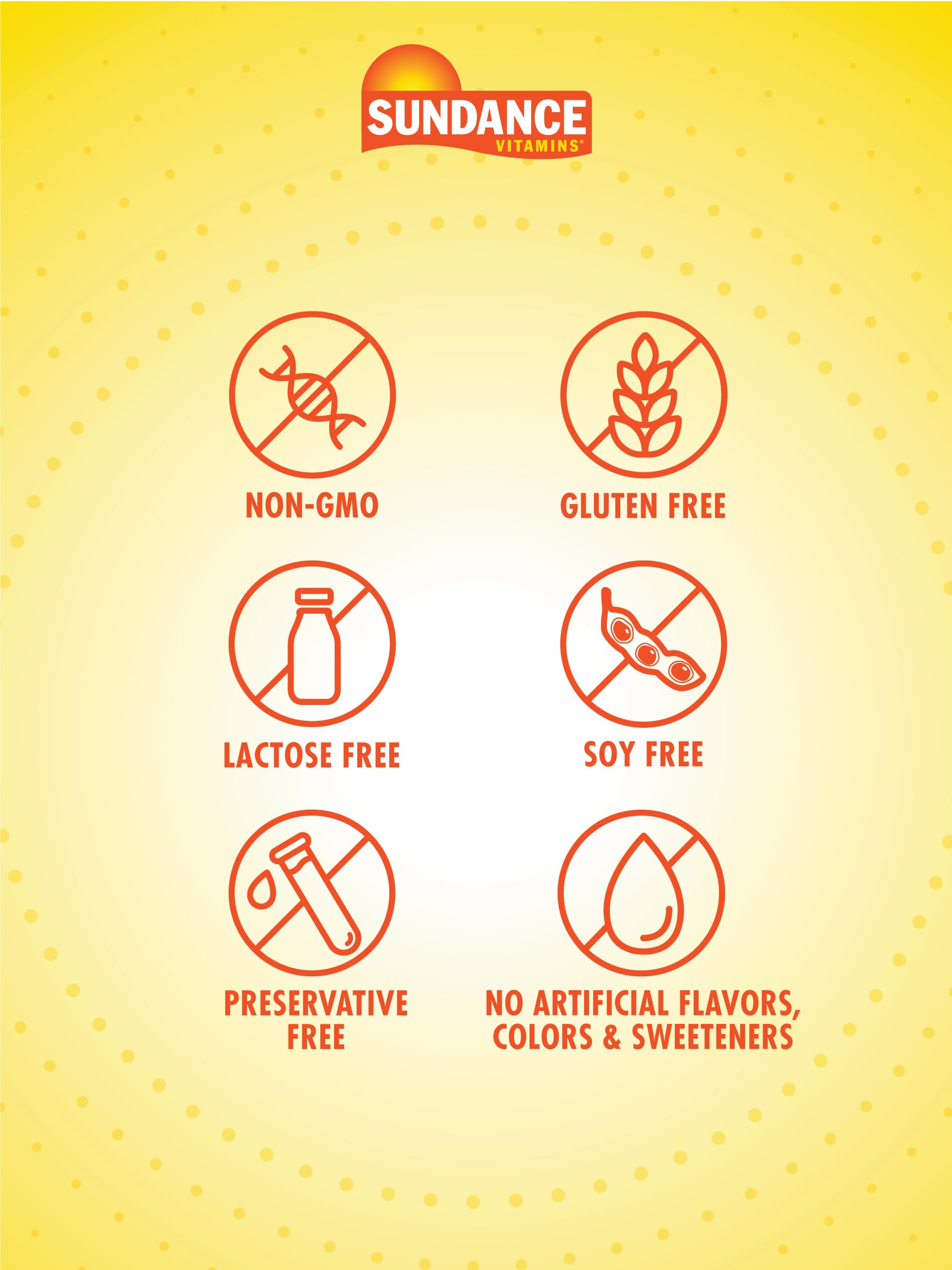 Non-GMO gluten-free Sundance supplement bottle label