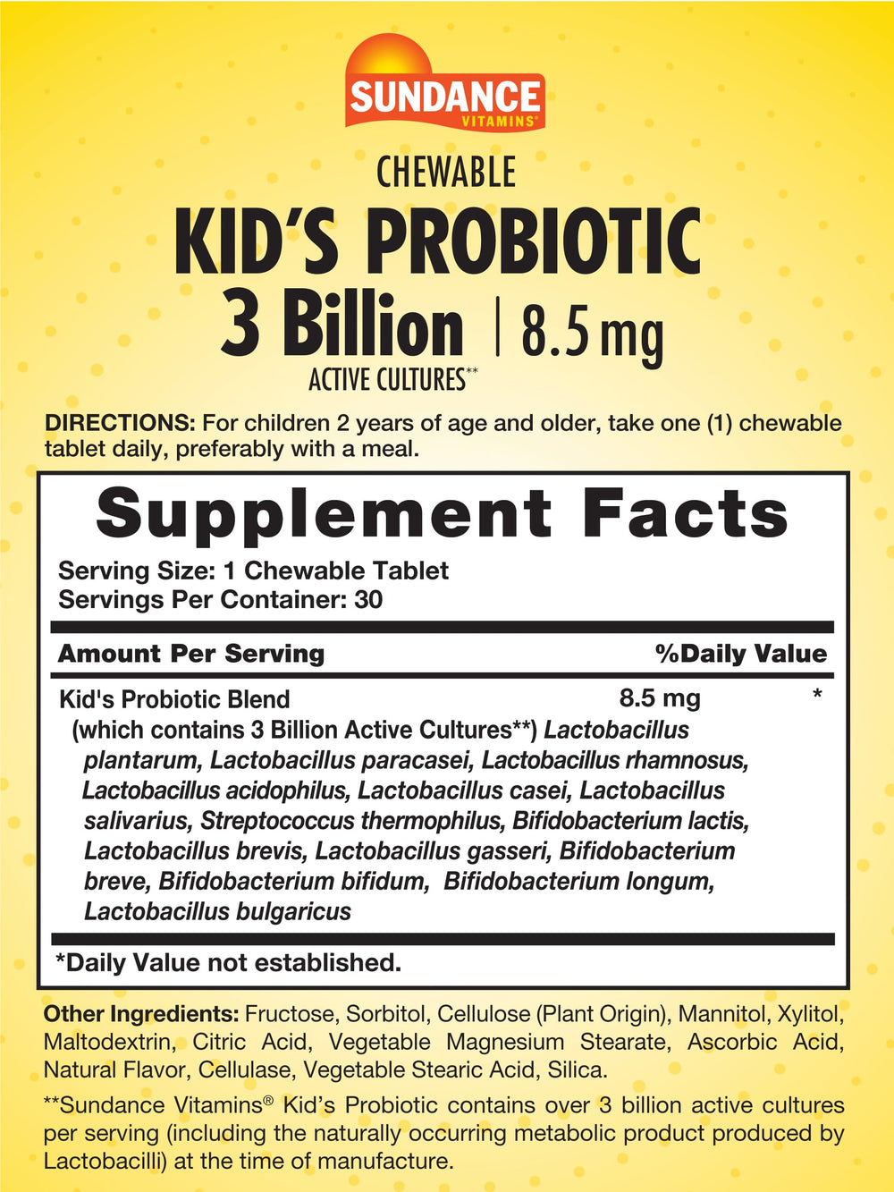 Close-up of chewable probiotic tablet with berry flavor