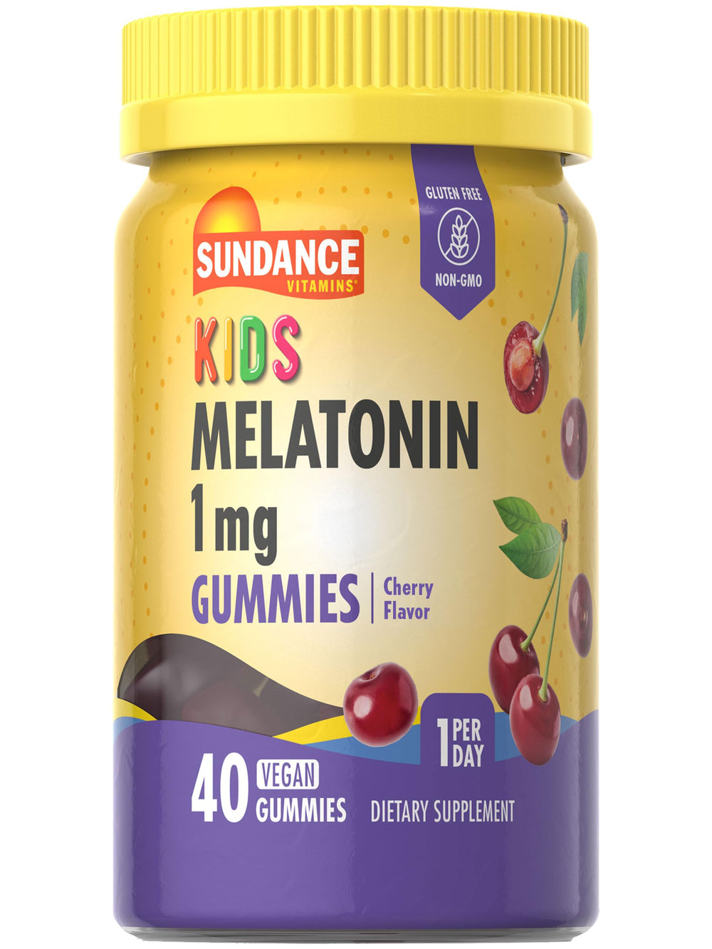 Sundance Kid's Melatonin Gummies 1mg Cherry – 40 count box