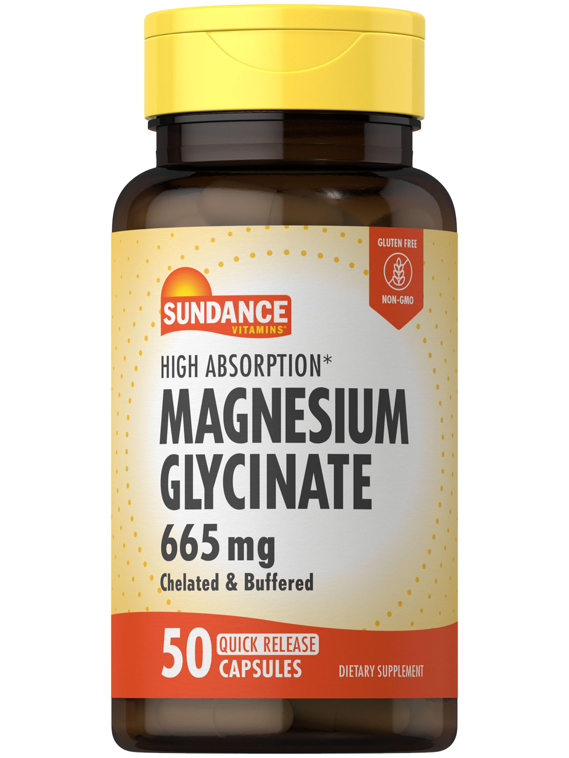 Bottle of Sundance Magnesium Glycinate Capsules with 50 quick-release pills