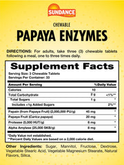 Close-up of Sundance Papaya Enzymes chewable tablets