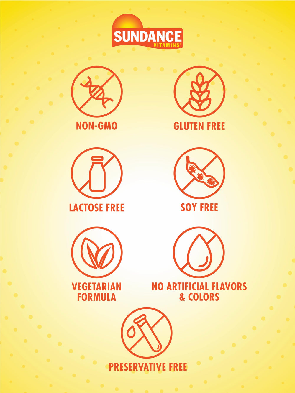 Bottle label highlighting vegetarian, non-GMO and gluten-free attributes