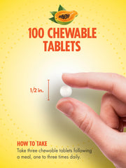 Ingredients overview showing papain enzyme and digestive enzymes amylase, protease, lipase