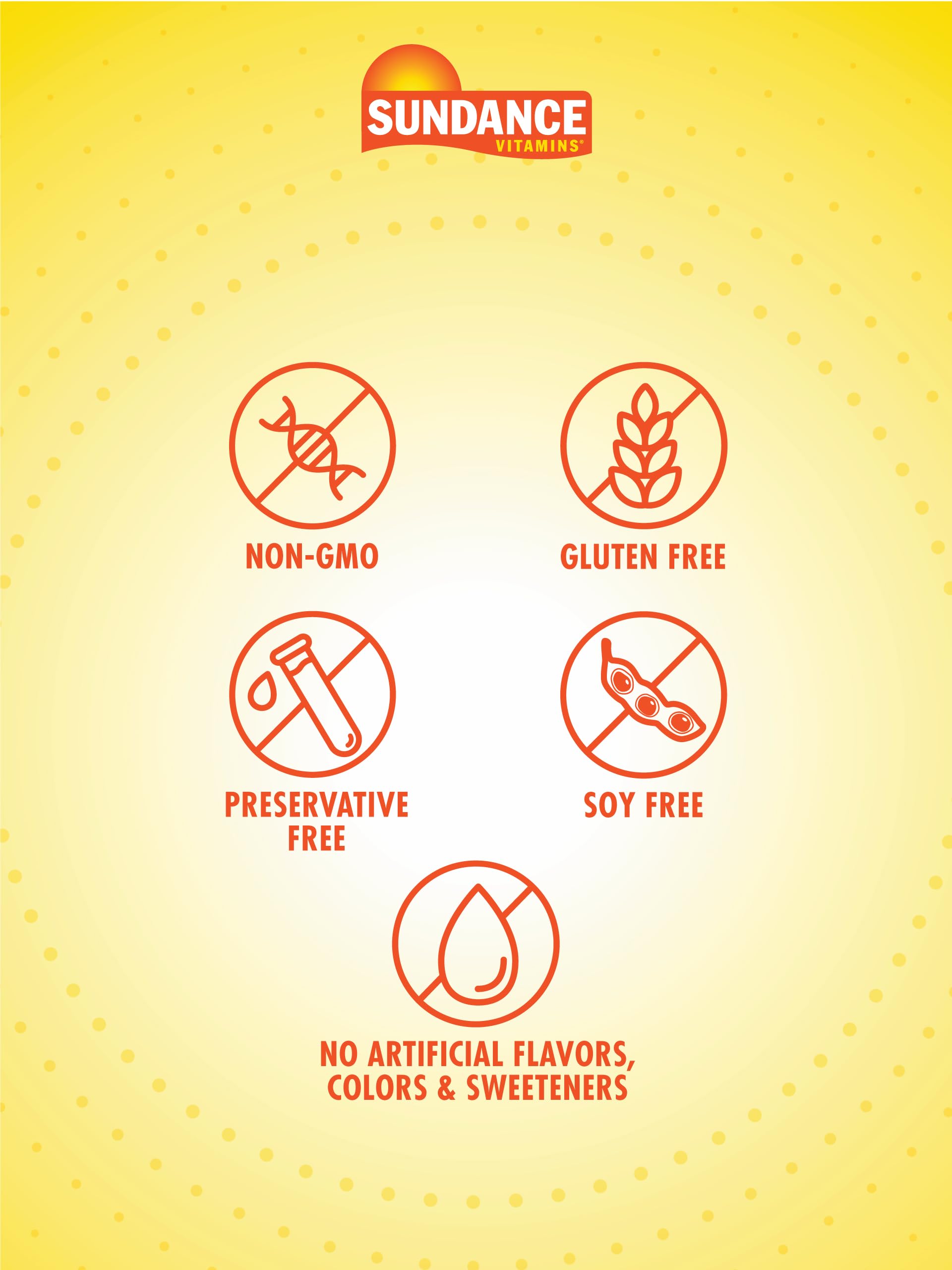 Non-GMO and gluten-free indicators on Sundance packaging