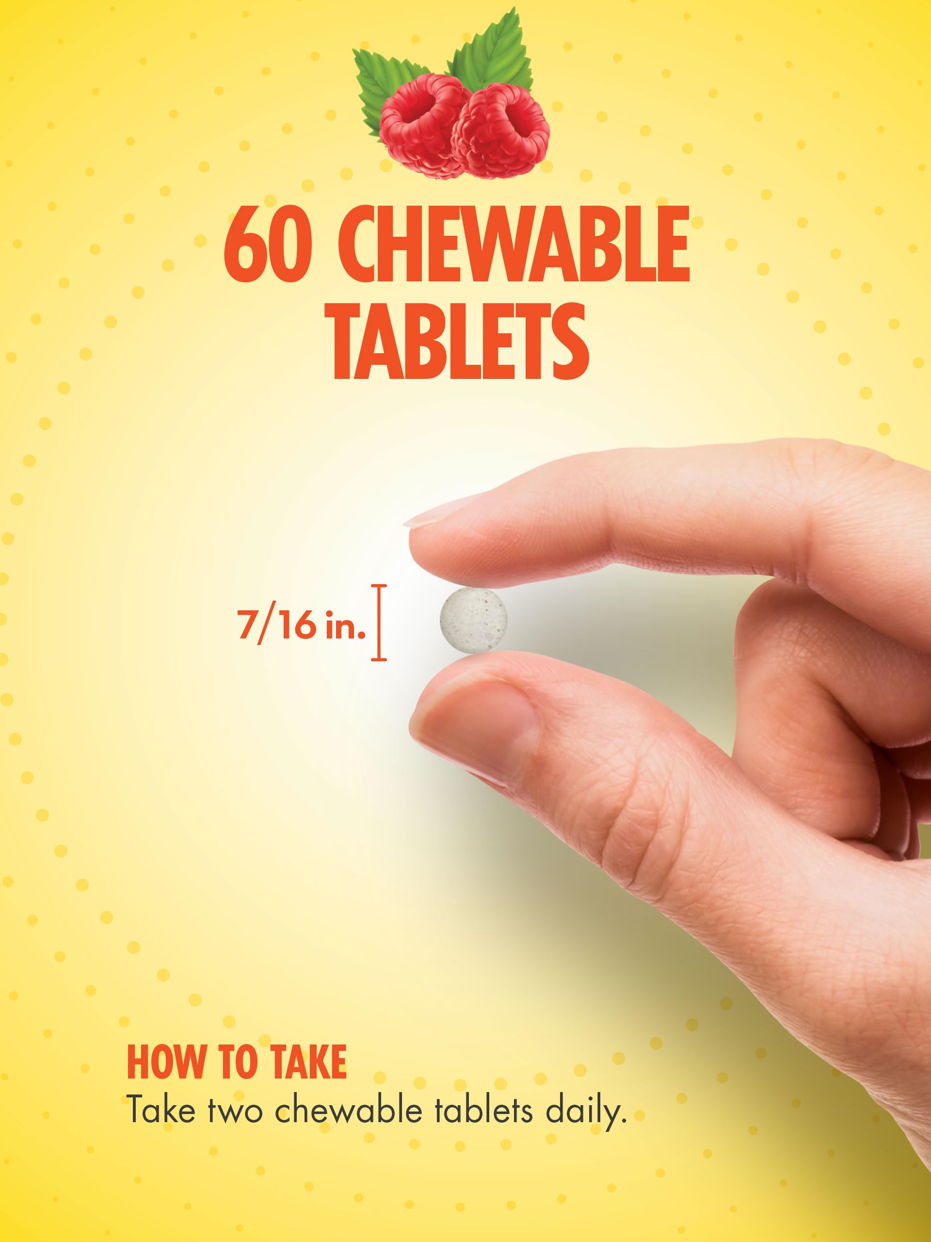 Close-up of berry-flavored chewable tablets