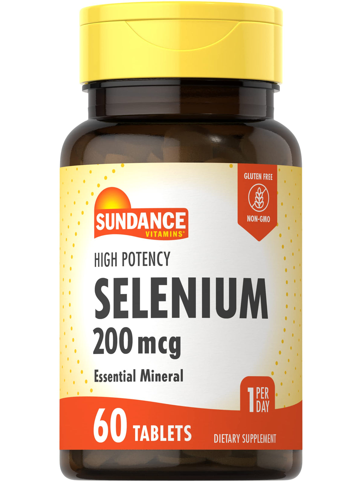 Sundance Selenium 200mcg bottle with 60 tablets, high potency formula