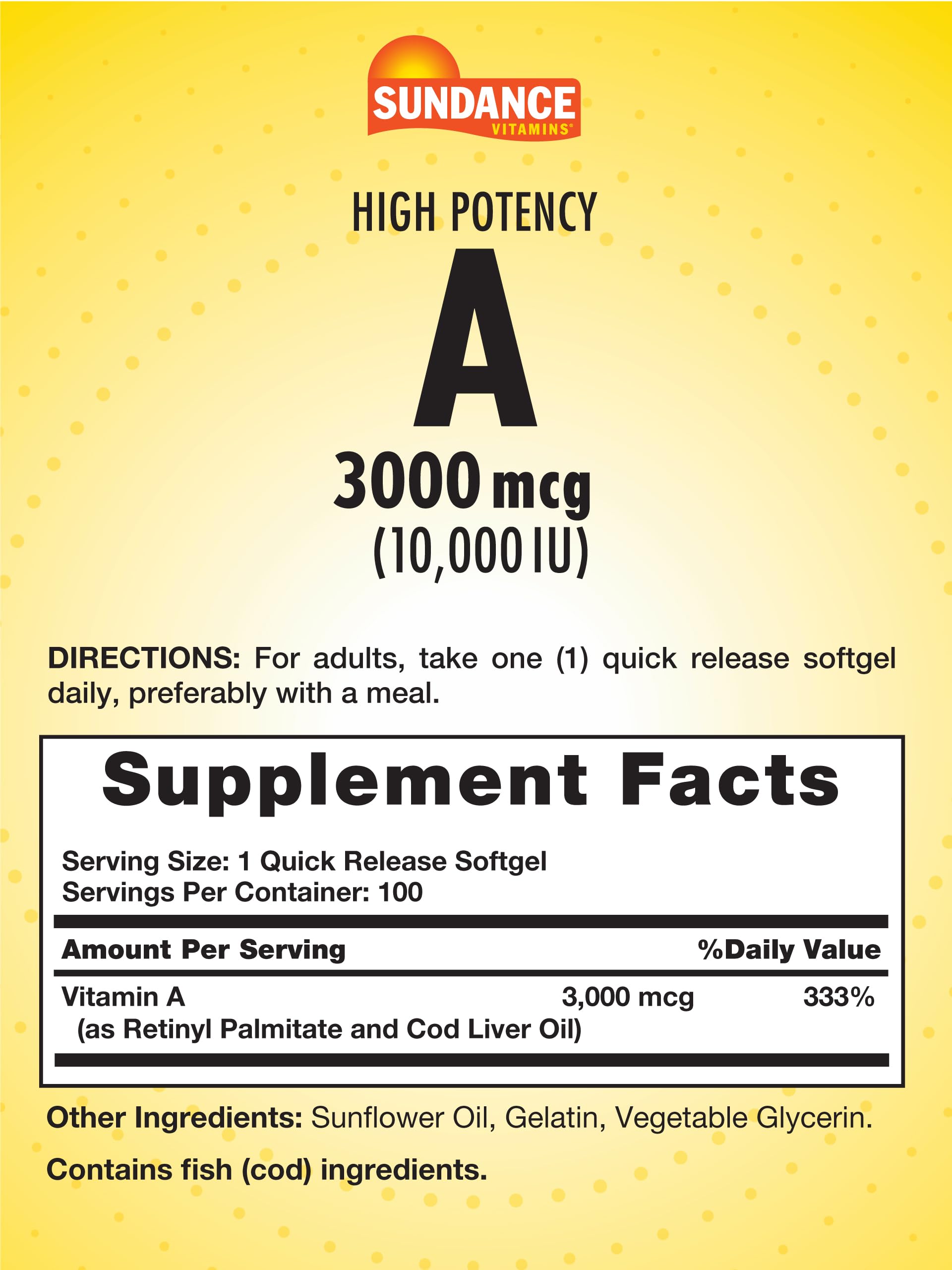Close-up of Vitamin A softgels with retinyl palmitate and cod liver oil