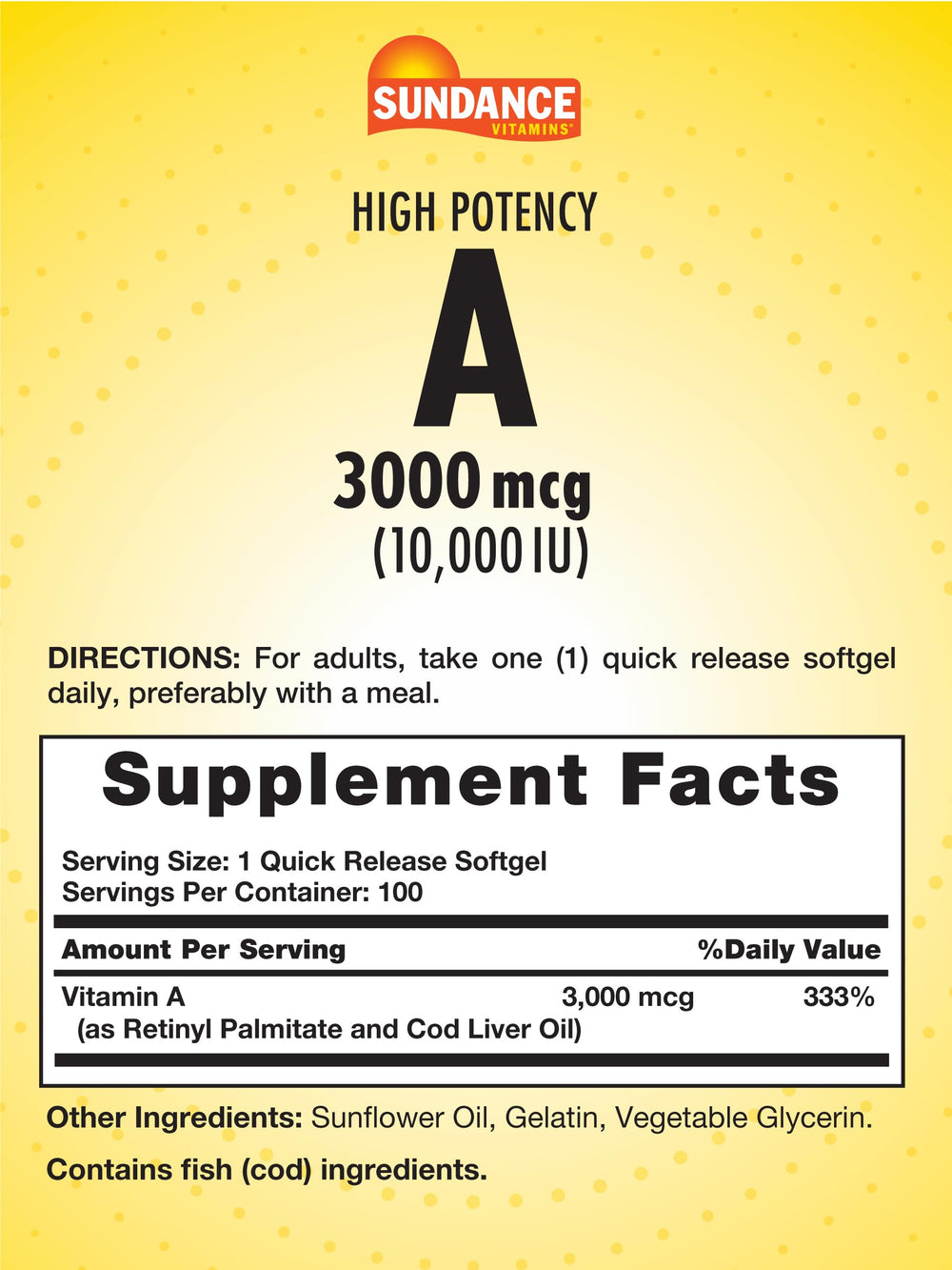 Close-up of Vitamin A softgels with retinyl palmitate and cod liver oil