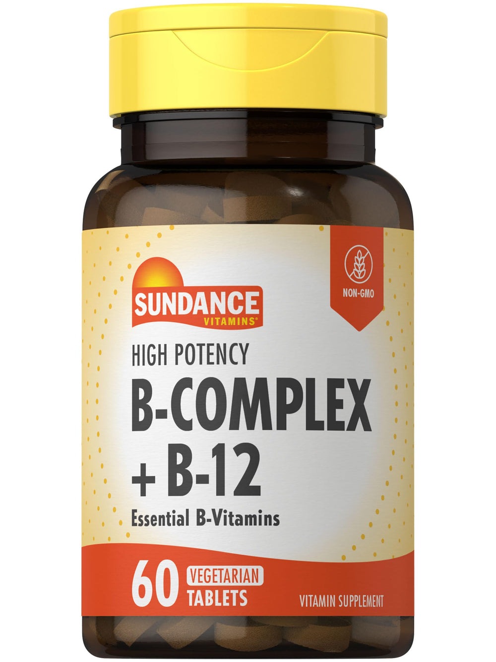 Bottle of Sundance Vitamin B-Complex with B-12 – 60 tablets