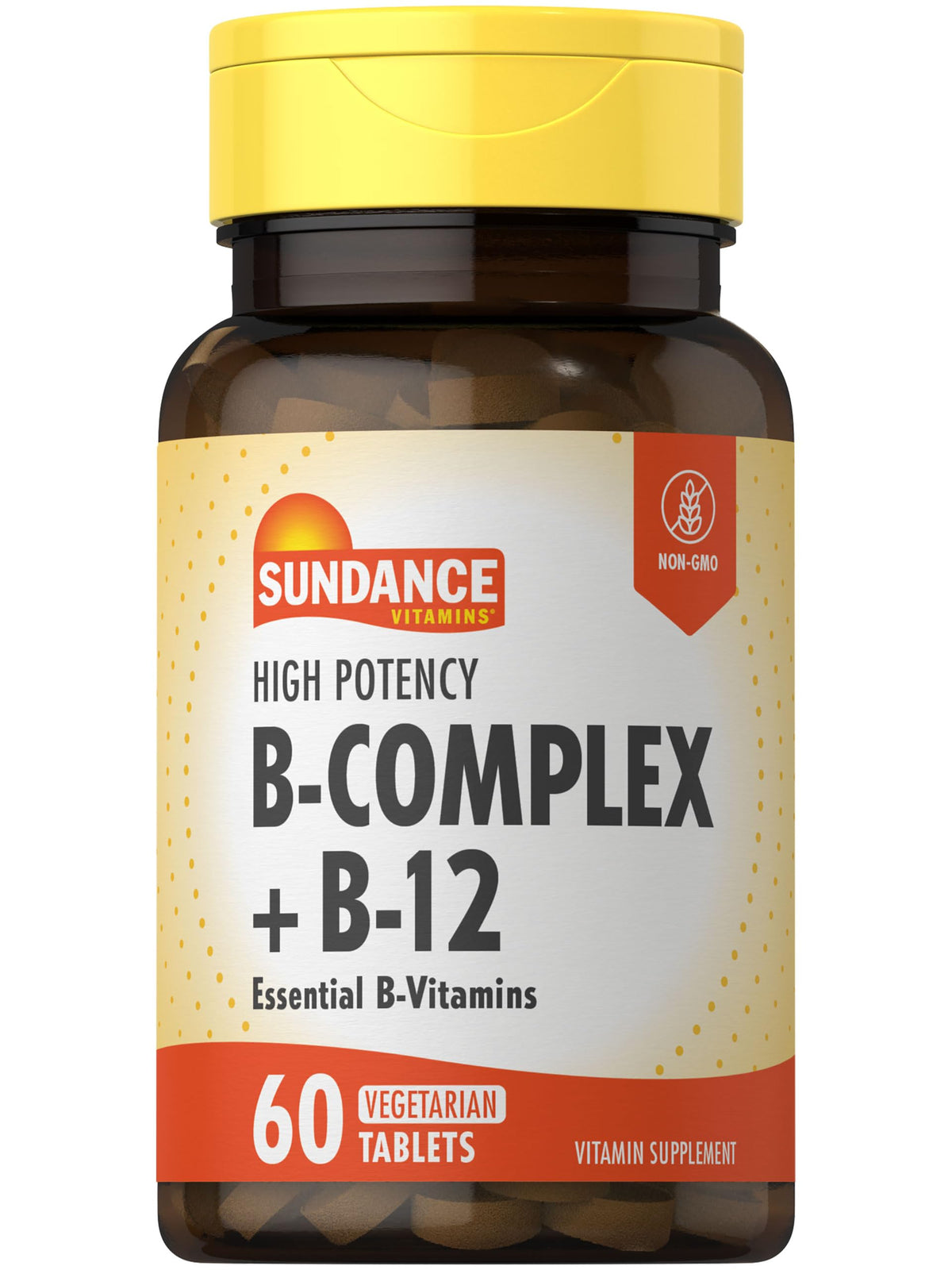 Bottle of Sundance Vitamin B-Complex with B-12 – 60 tablets