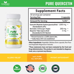 Ingredient label for Sundhed Quercetin supplement