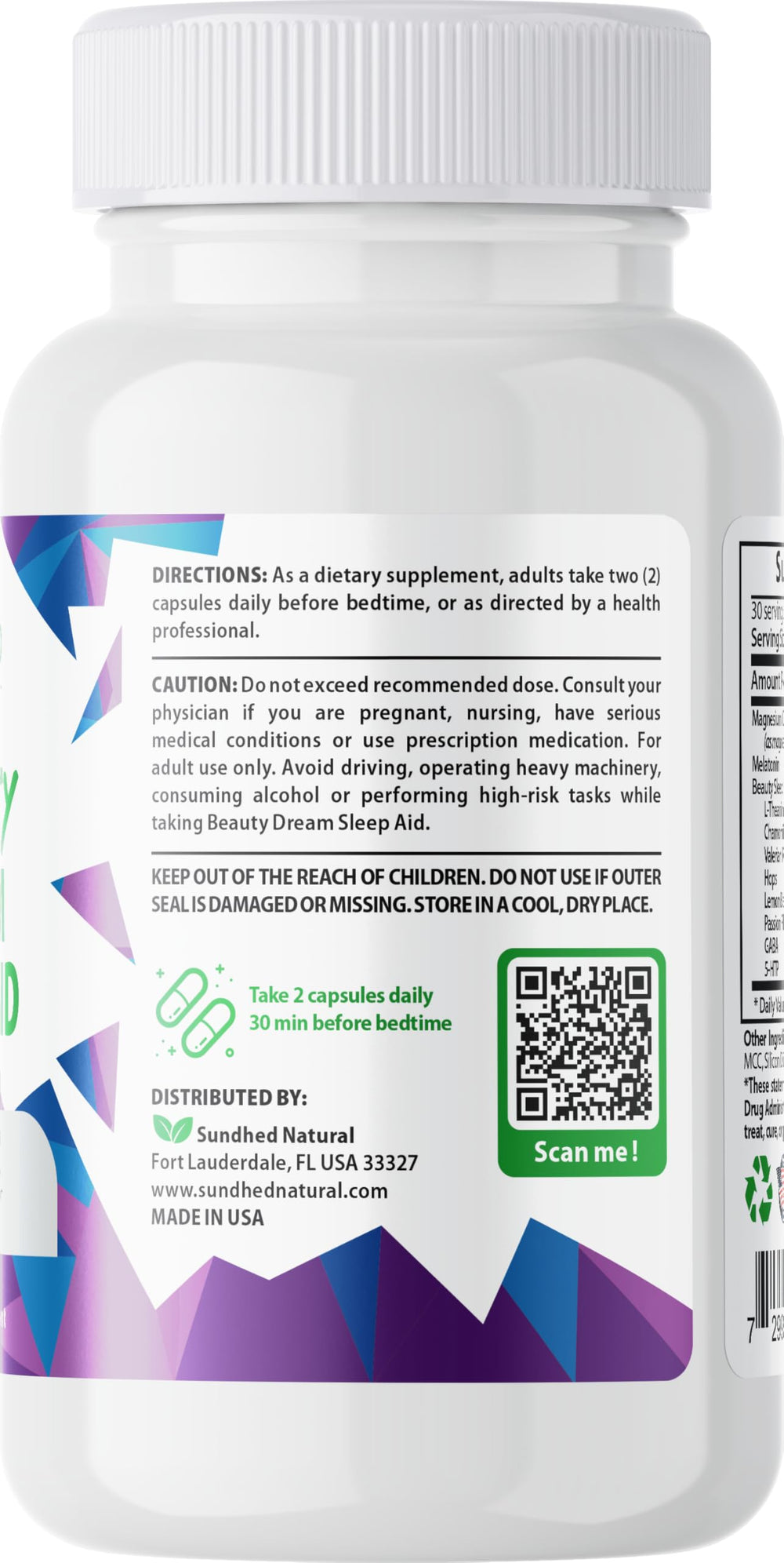 Sundhed Dream Sleep Aid packaging beside a glass of water