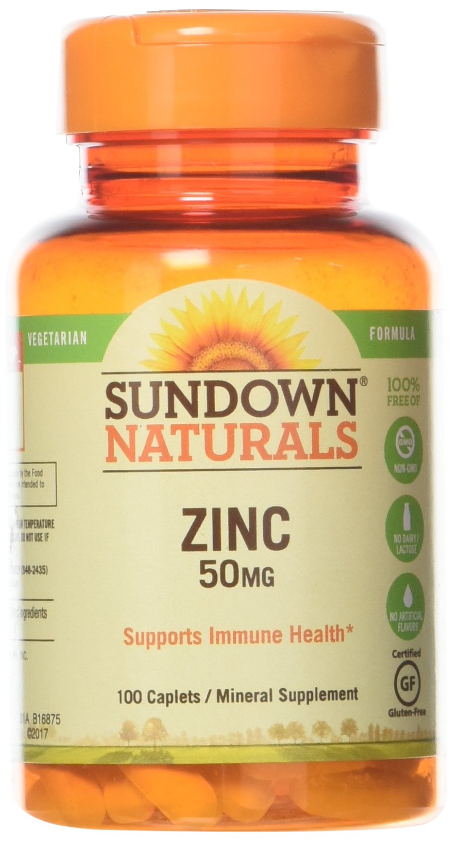 Sundown Zinc Gluconate 50 mg caplets bottle front