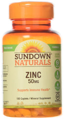 Sundown Zinc Gluconate 50 mg caplets bottle front