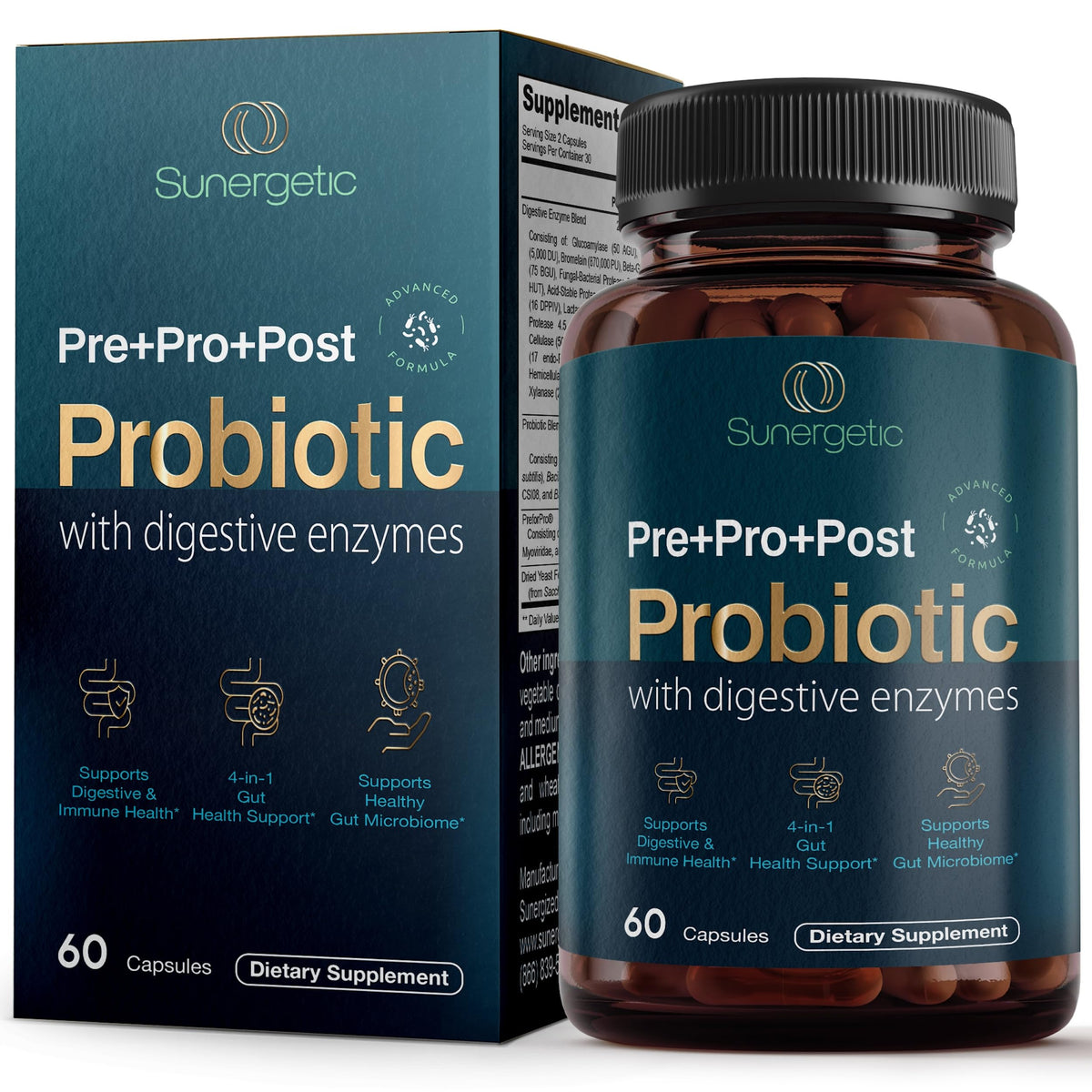 Hero image: Premium 4-in-1 probiotic bottle with 60 capsules