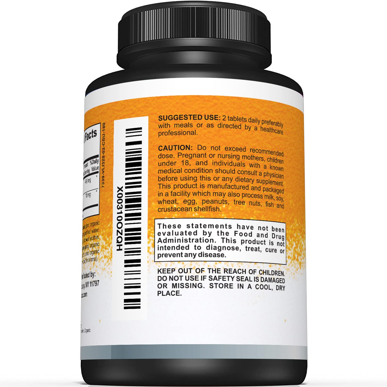 Serving details showing 1,400mg turmeric per serving